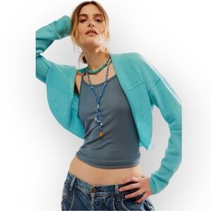 FP: BNWT 100% Cashmere DISCO SHRUG- Size M Crème Color